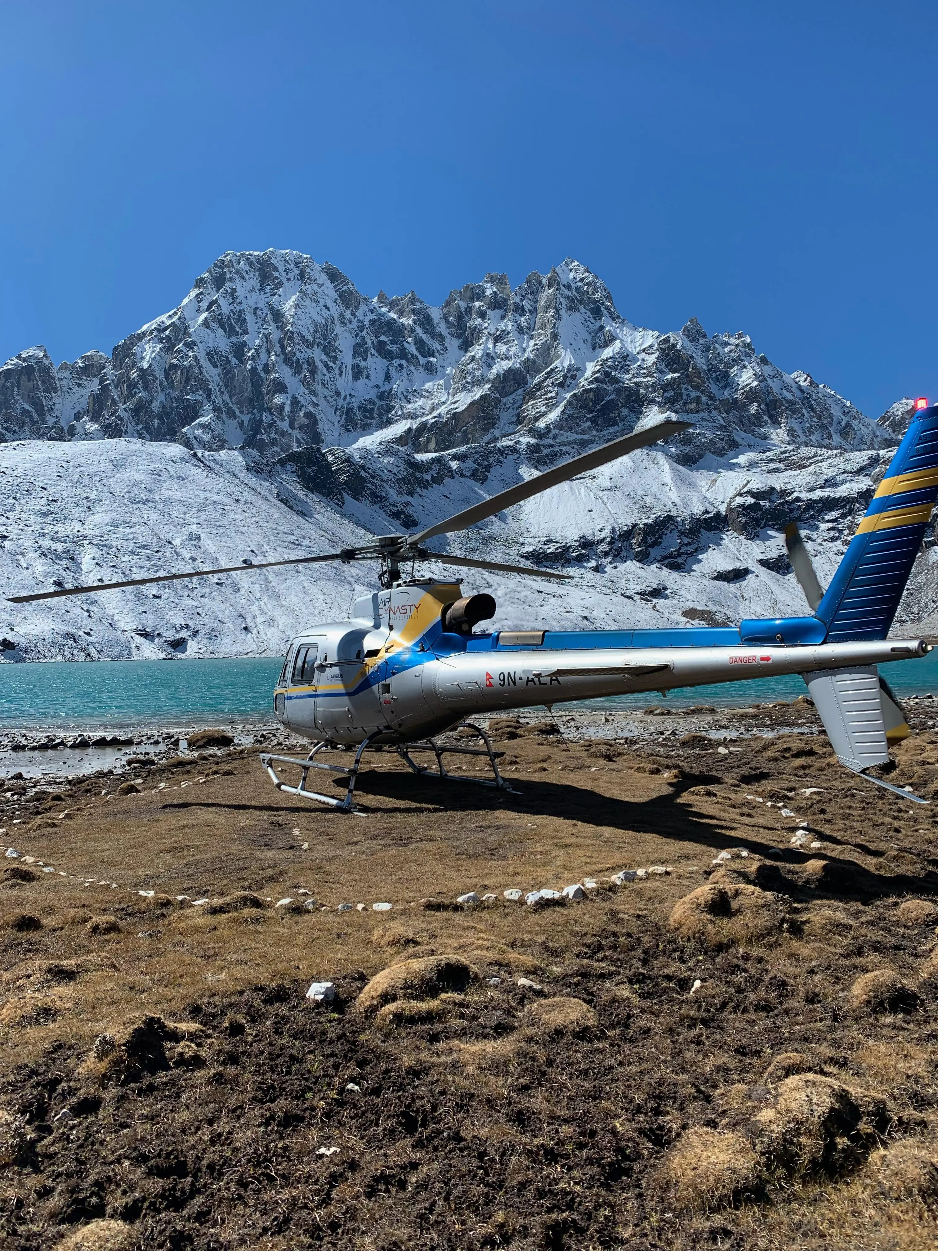 Gokyo to Lukla helicopter transfer for trekkers, a quick and scenic flight connecting two key points in the Everest region