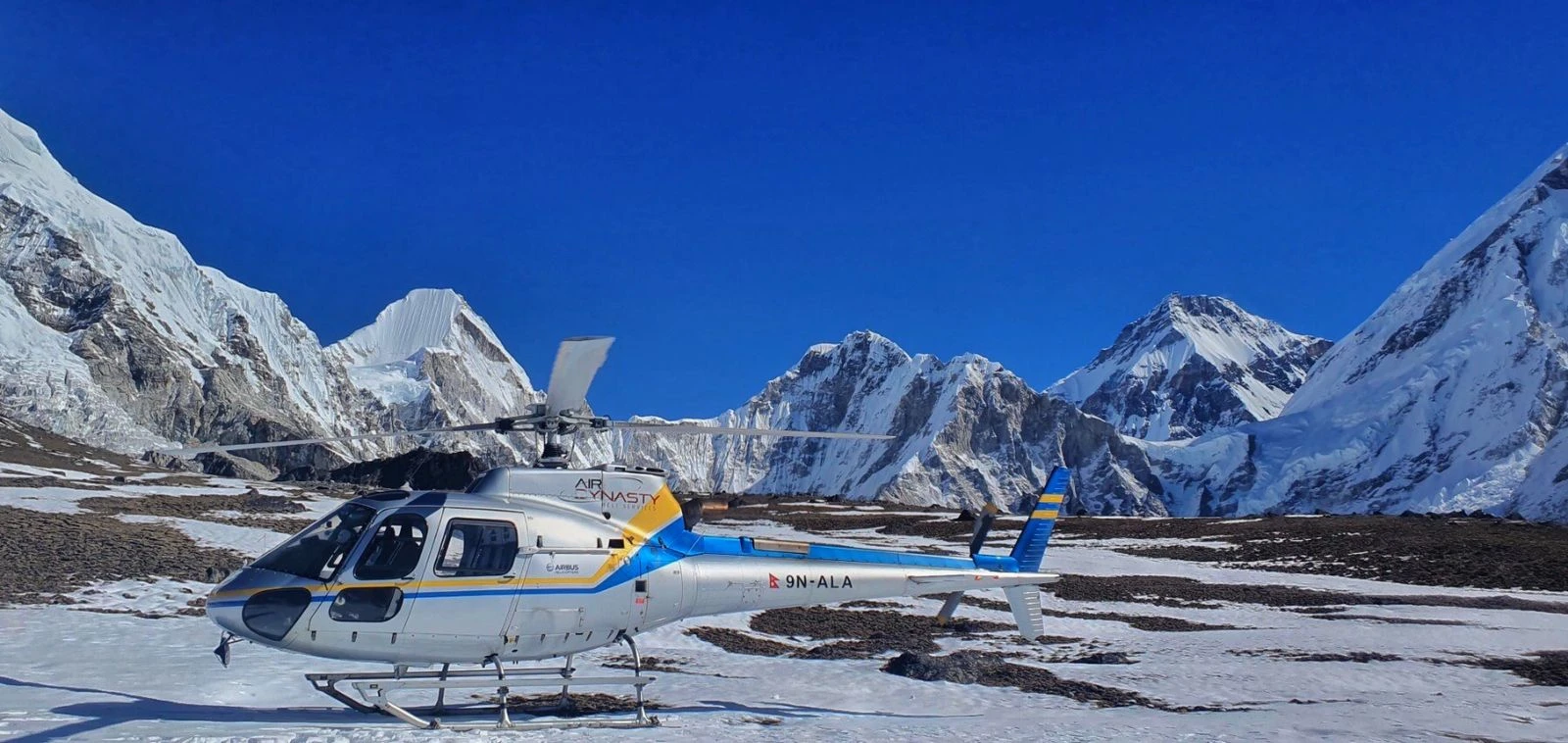 Gorakshep to Kathmandu helicopter transfer for trekkers, a fast and scenic 1.5-hour flight from the Everest region