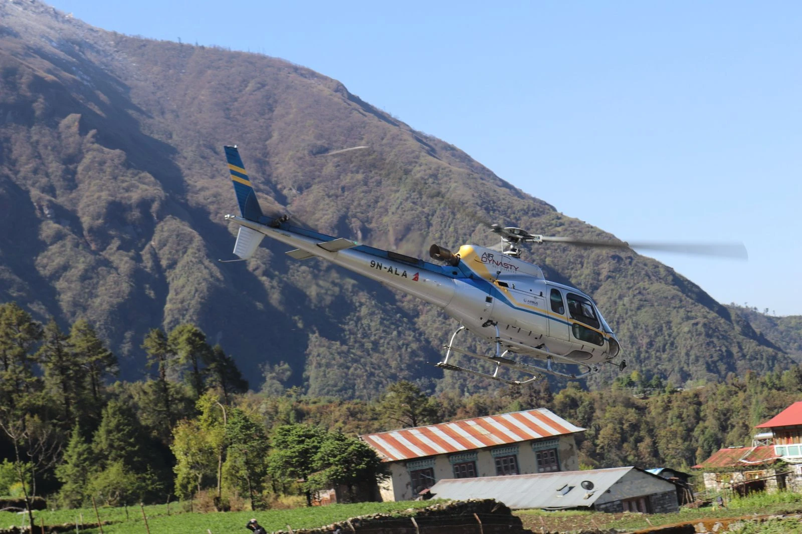 Kothe to Kathmandu helicopter transfer, a direct flight for trekkers returning from the remote Makalu Barun trekking route